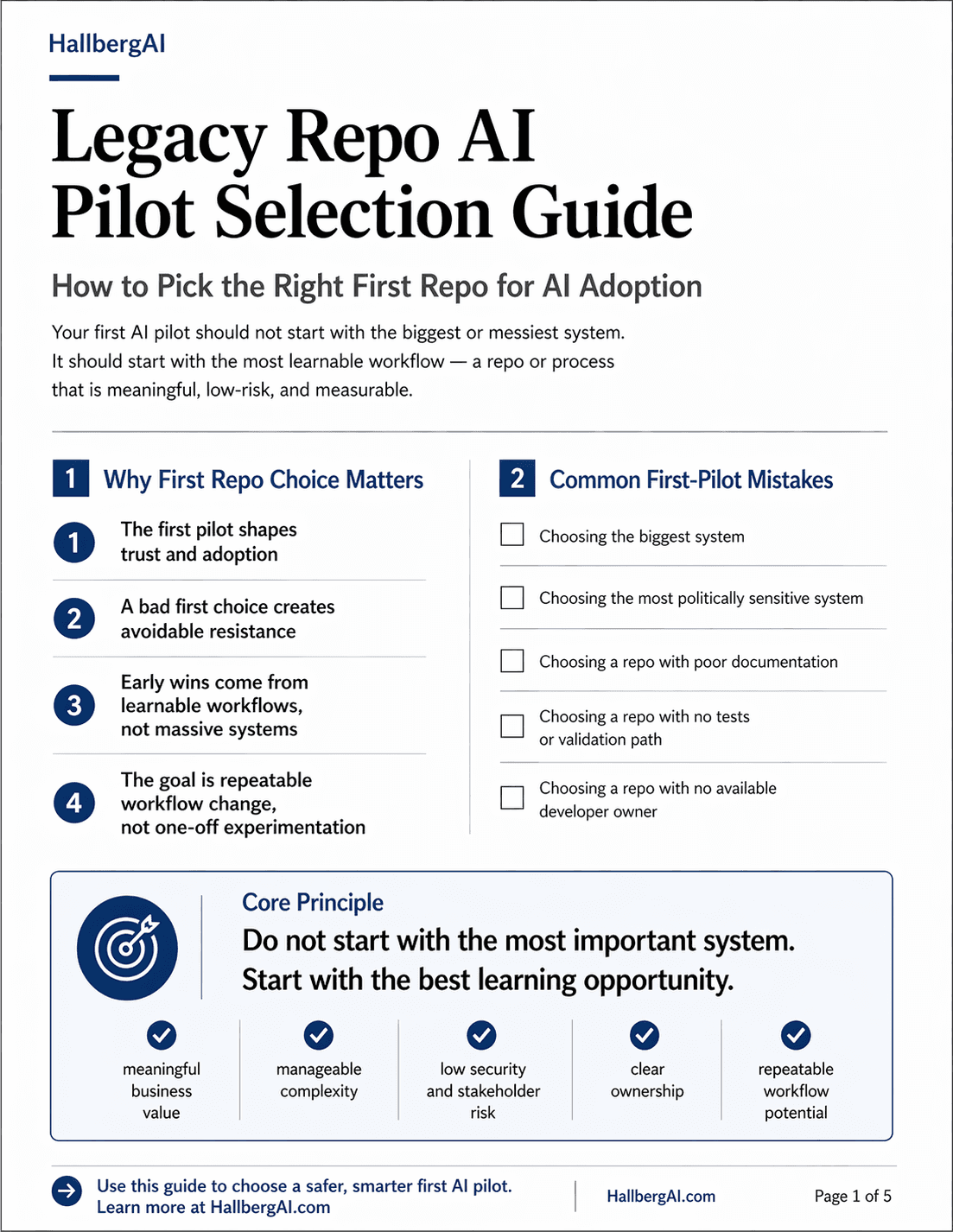 Preview of Legacy Repo AI Pilot Selection Guide